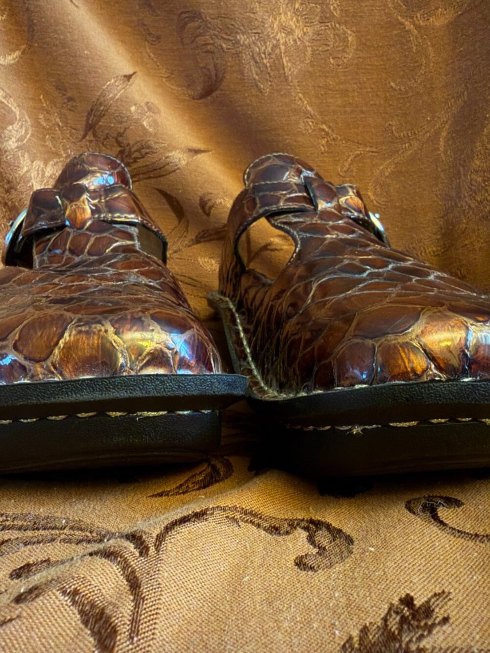 Alegria by PG Lite Classic Choco Croco Brown Leather Clogs sz 37 (US size 7) - Picture 2 of 10